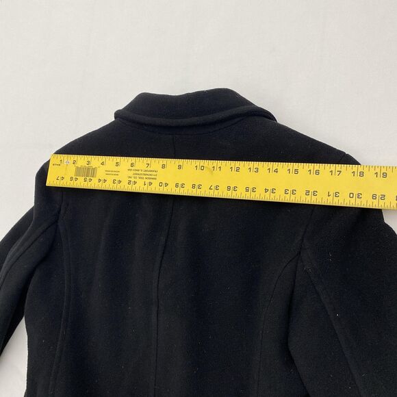 LL Bean Long Black Wool Coat Lambswool Insulated Trench Petite 10 - Picture 11 of 13